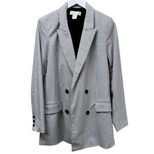 RACHEL ZOE Boyfriend Blazer Medium Oversized Double Breasted  Black Check NWOT